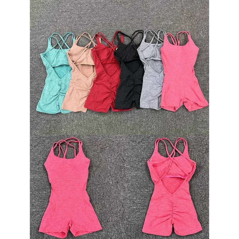 New Pad Lycra Active Wear Gym Yoga Set Fiess Scrunch Legging Women Workout Female Sports Outfit Suits Exercise Jumpsuit KLMY