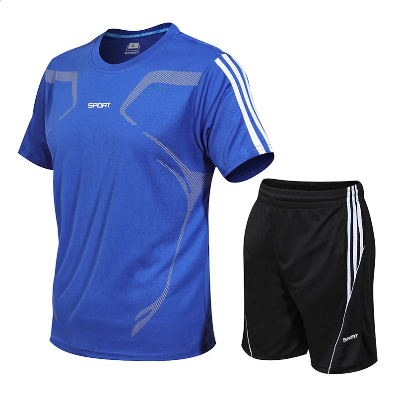 Sports Set Mens Summer Fitness Short sleeved Tshirt Quick Drying Clothes Running Loose Casual Sportswear Large 250305