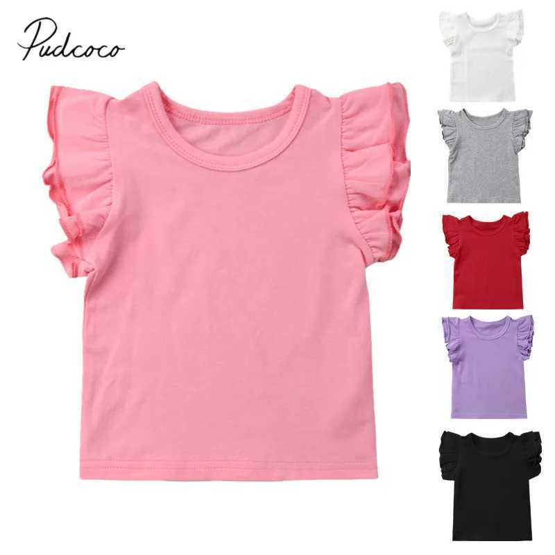 2019 Baby Summer Clothing Toddler Baby Girls Boy Flying Sleeves Tops Shirts Outfits Kid Solid Clothes Tee 0-4TT250306