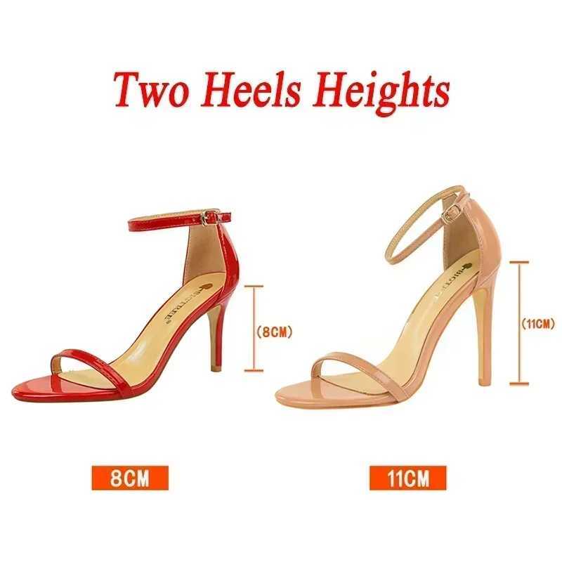 Womens 8cm 11cm High H Open Toe Beach Party Dress Sandals Lady Classic Fetish Gladiator Strap Stiletto Mid Low H Sandles Y250306