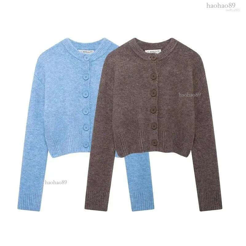 Women's Knits Women Fashion Solid Single Breasted Knitted Sweater Vintage O-Neck Long Sleeves Female Chic Lady Tops Out
