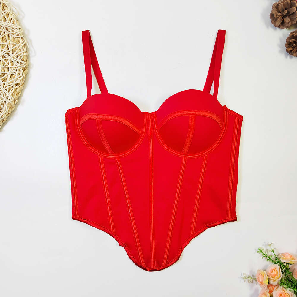Europe America Spring/Summer Street Explosive Irregular Fishbone Corset, Inner Outer Straps, Women's Waist Strap, Beautiful Back Topless, 2025 Ne