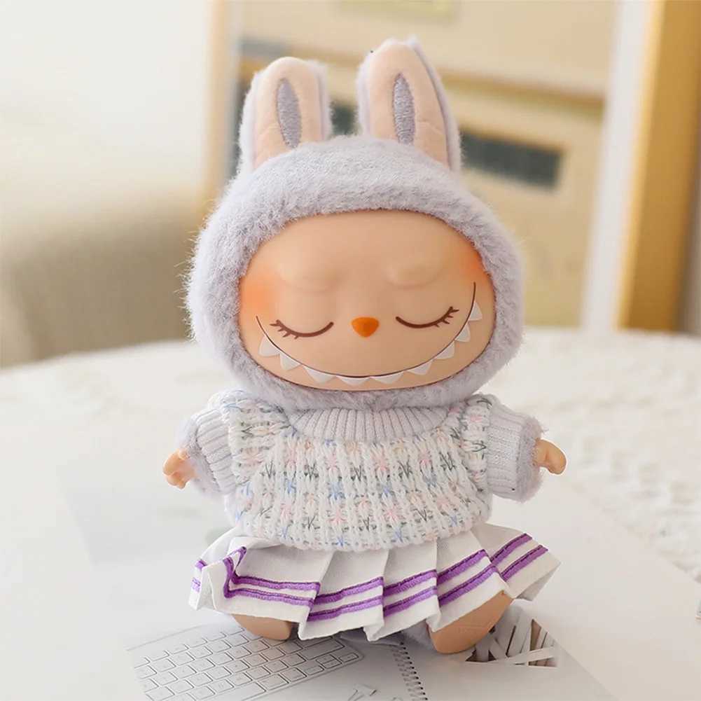17cm Labubu Doll Clothes Set for Ropa Labubu Macaron Dolls JK Pleated Skirt with Camera and ShoesT250307