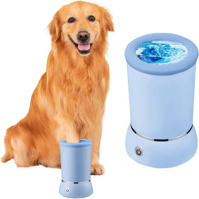 Automatic Dog Paw Cleaner And Massager Electric Dogs Paws Washer Cup Pet Foot Cleaning Machine USB Rechargeable Blue White M250306