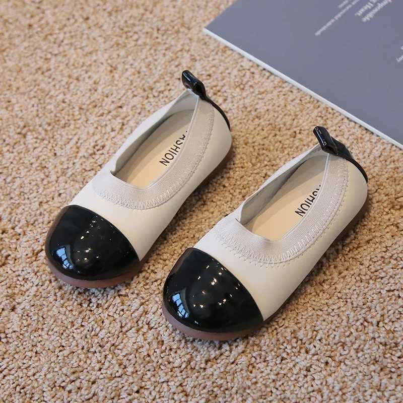 Girls Ballet Flats Patchwork Slip-on Round Toe Children Princess Shoes 24-33 Fashion Four Colors Soft Light Kids Casual ShoeT250306
