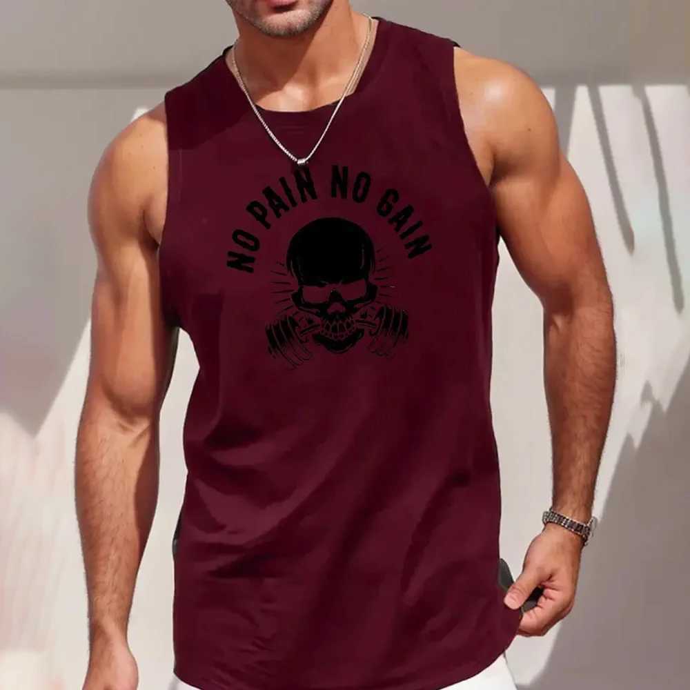 Summer Mens Sleeveless T-Shirt Fashion Braces Clothes Skull 3D Print Casual Outdoor Gym Clothing Man O Neck Pullover SportswearT250318