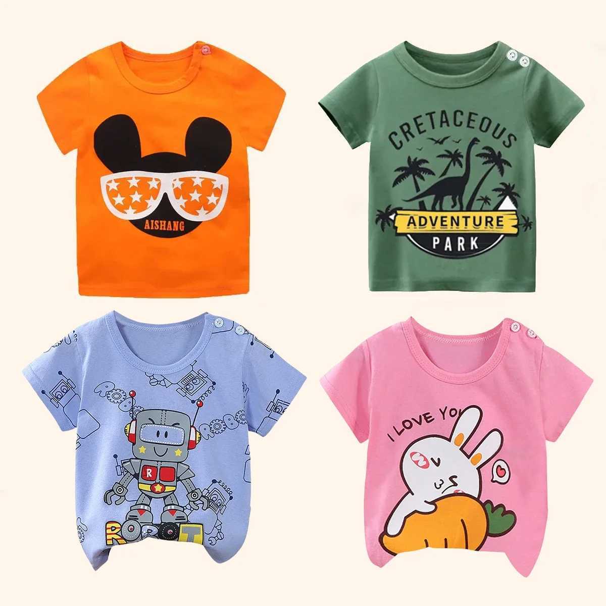Childrens Clothing T-Shirt Kids Clothes Boys Girls Summer Cartoon Tops Short Sleeve Clothes 100% Cotton Baby ClothingT250306