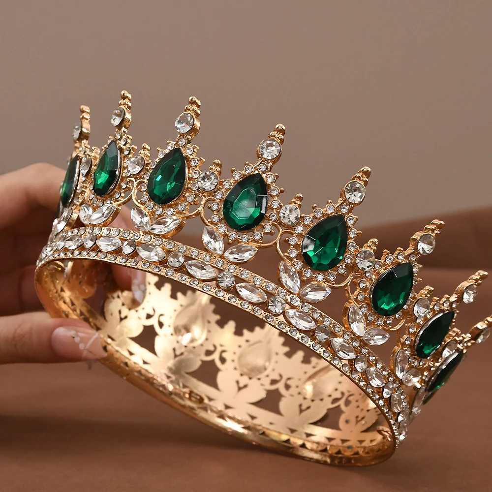 European Princess Tiara Round Baroque Pageant Crowns Crystal Fl Crown King Tiaras Bridal Wedding Hair Accessories X250306