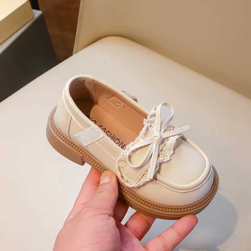 Princess Elegant Flats Baby Girls Chic Leather Mary Jane Shoes Children Wedding Party Dress Shoes for Girls Black Beige ShoesT250306