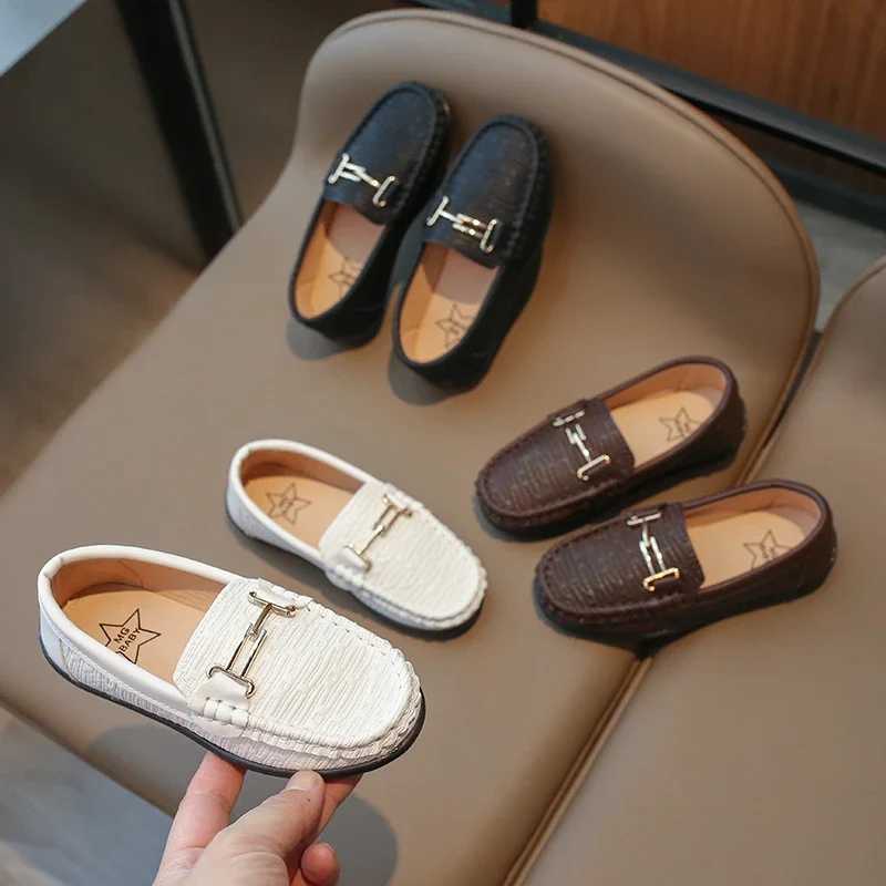 Boys Leather Shoes Black White for School Party Wedding Kids Formal Flats Loafers Slip-on Soft Loafers Children Moccasins 26-35T250306
