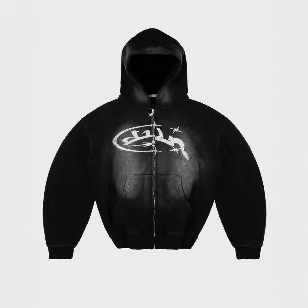 Sweatshirt print pattern long sleeved pullover hooded sweatshirt jacket trendy street y2k gift for man
