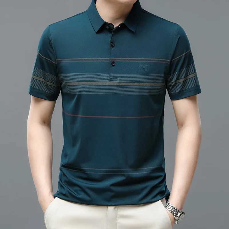 Summer Men Vintage Striped Polo Shirts Streetwear Fashion Male Clothes New Basic Short Sleeve Loose Business Casual Top X250306
