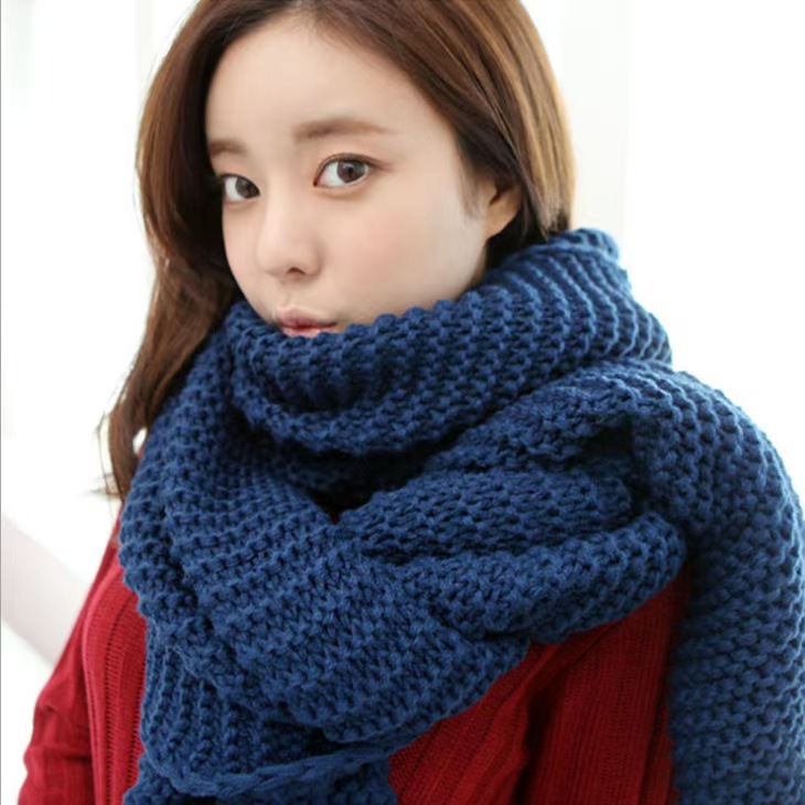 K056 New autumn and winter thick wool scarf for women Korean style versatile long thick hand-knitted student couple warm neck scarf