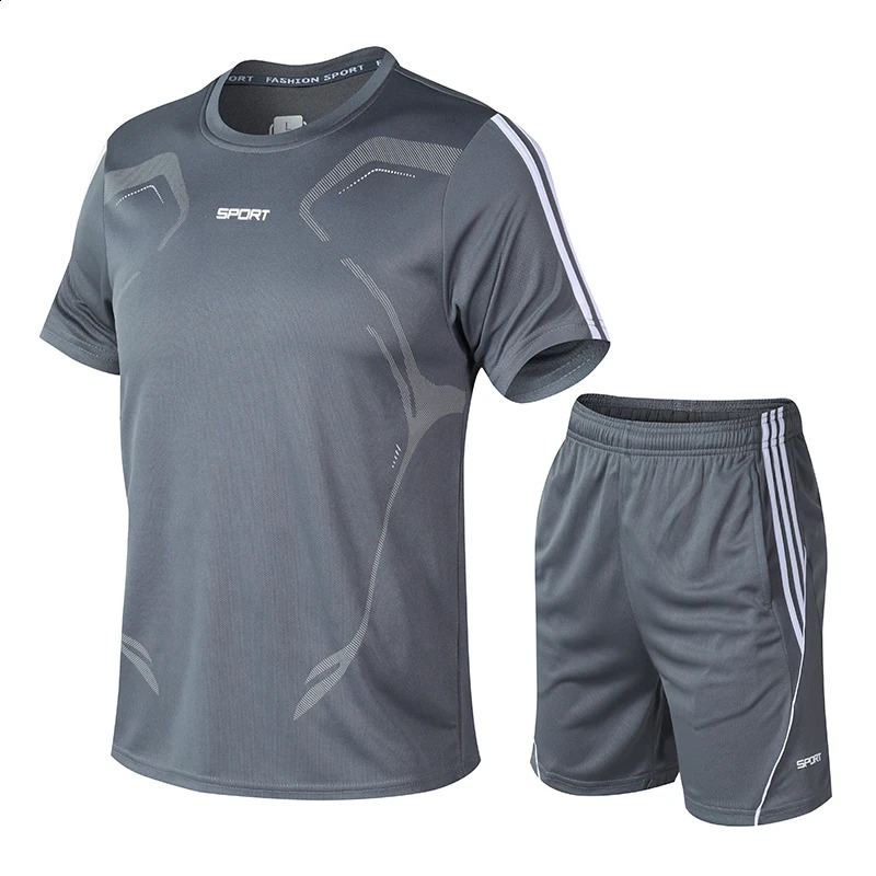 Sports Set Mens Summer Fitness Short sleeved Tshirt Quick Drying Clothes Running Loose Casual Sportswear Large 250305