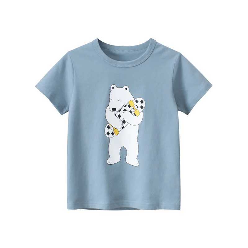 2023 Children Cartoon Short T-Shirts Clothes for Boy 100% Cotton Short Sleeve Car Bear Plane Kids Casual Sport Top TeesT250306
