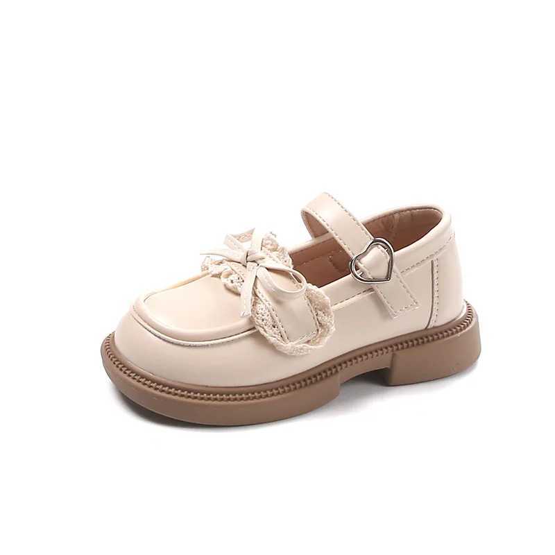 Princess Elegant Flats Baby Girls Chic Leather Mary Jane Shoes Children Wedding Party Dress Shoes for Girls Black Beige ShoesT250306