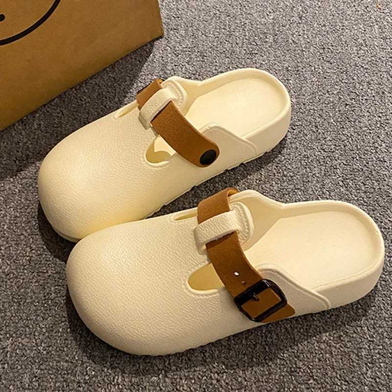 Bebealy Classic Wen s Slippers Wen Garden Shoes EVA Light Beach Sandals With Double Buckle Pool Slippers Shower Shoes Y250306