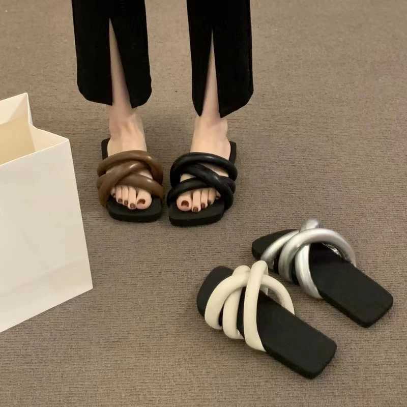 2023 Summer Wen Slippers Fi Open Toe Slip Sandals Flat Heel Outdoor Casual Beach Slides Shoes Flip Flops Wen Y250306