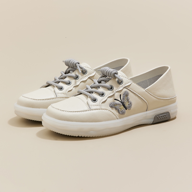 Soft soled genuine leather cowhide sole white shoes for women 2025 new spring and autumn women's shoes soft cowhide single shoes casual mom leath