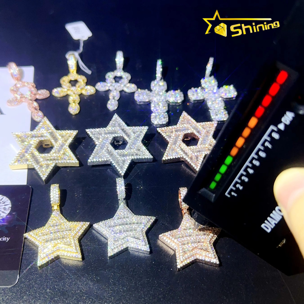 Custom Iced Out Cross Pendants 925 Silver Moissanite Diamond Men Women Fashion Designs Necklace Pendant