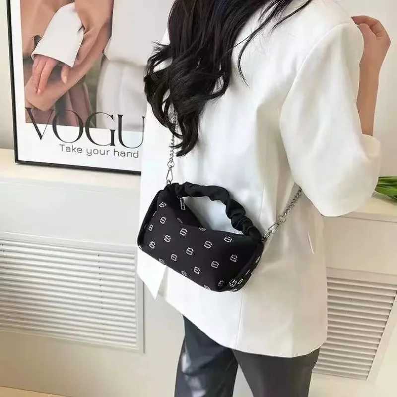 Brand Designer Rhinestone Handbag Wang Fashion Womens Tote Shoulder Chain Crossbody Bag Wallet New Y250306