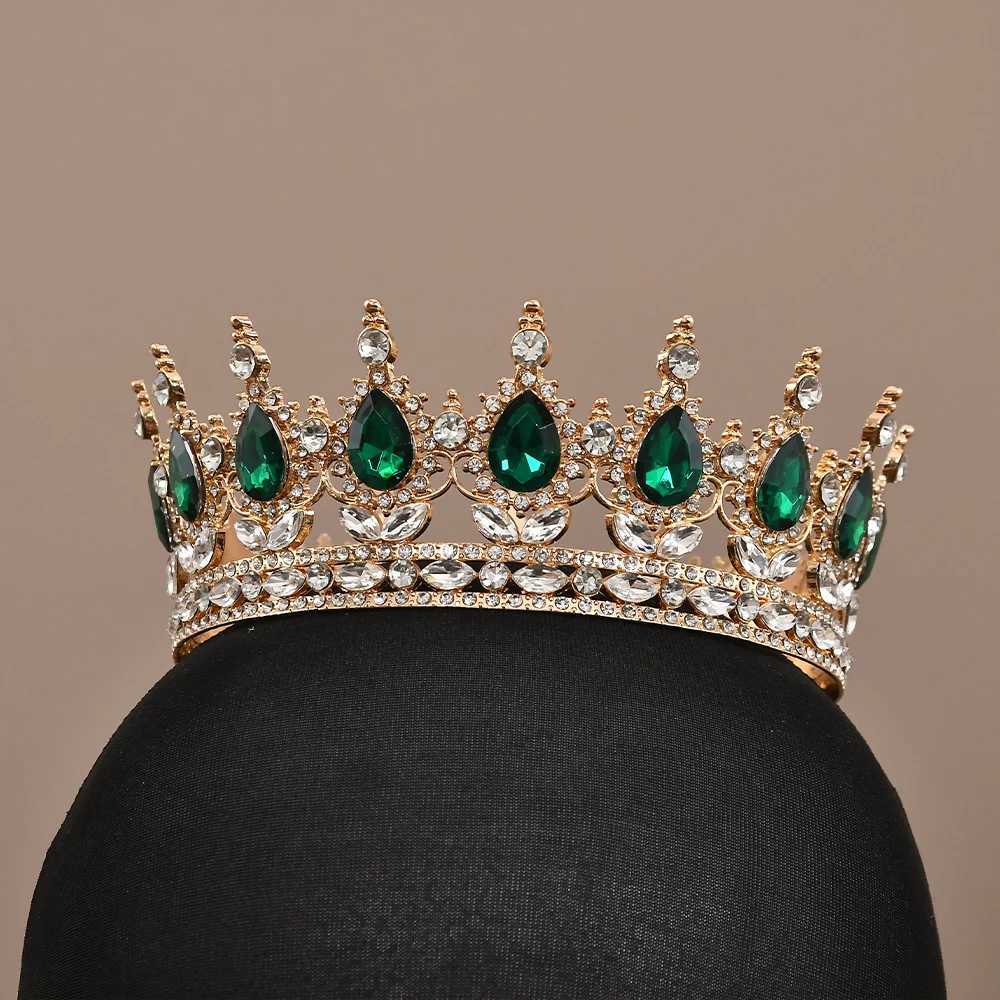 European Princess Tiara Round Baroque Pageant Crowns Crystal Fl Crown King Tiaras Bridal Wedding Hair Accessories X250306