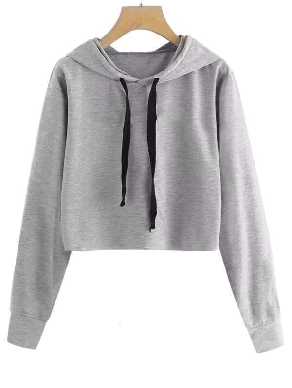 Custom Ladies Fall Fashion Long Sleeve Cotton Drop Shoulder Cropped Women's Hoodie