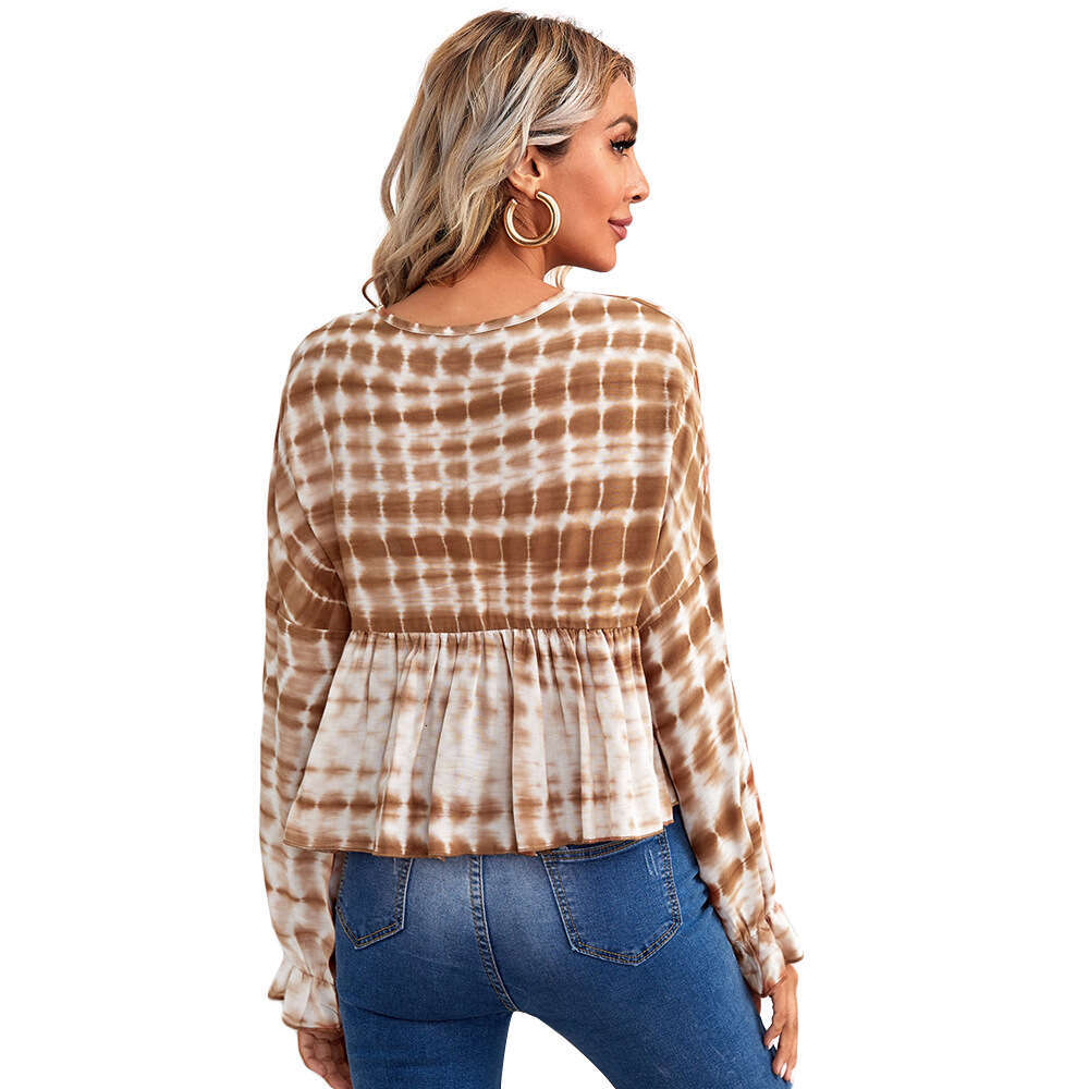 Spring/Summer Loose Bohemian Sexy Hollow Strap Long Sleeve Women's Shirt Top KLMY