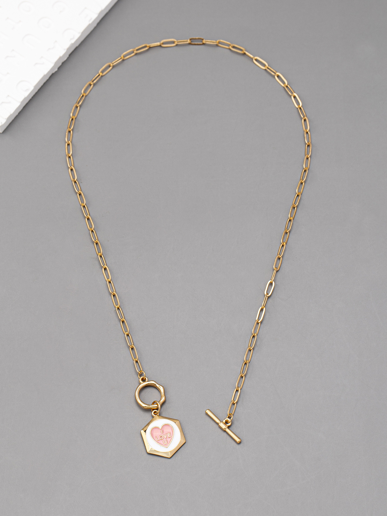 Light Luxury Hexagonal Love Necklace Women All Match High-grade Sweet Collarbone Chain Female Jewelry