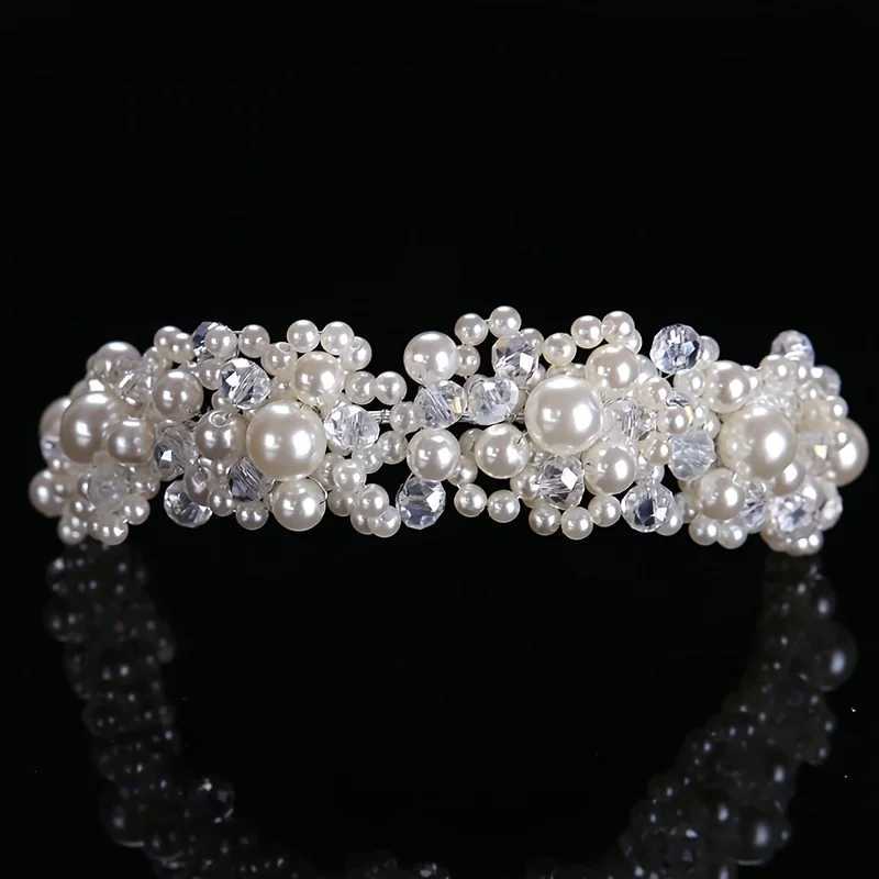 Pearl Crystal band Tiara Rhinestone Flower Bridal band For Wen Bridal Wedding Hair Accessories Jewelry Band band X250306