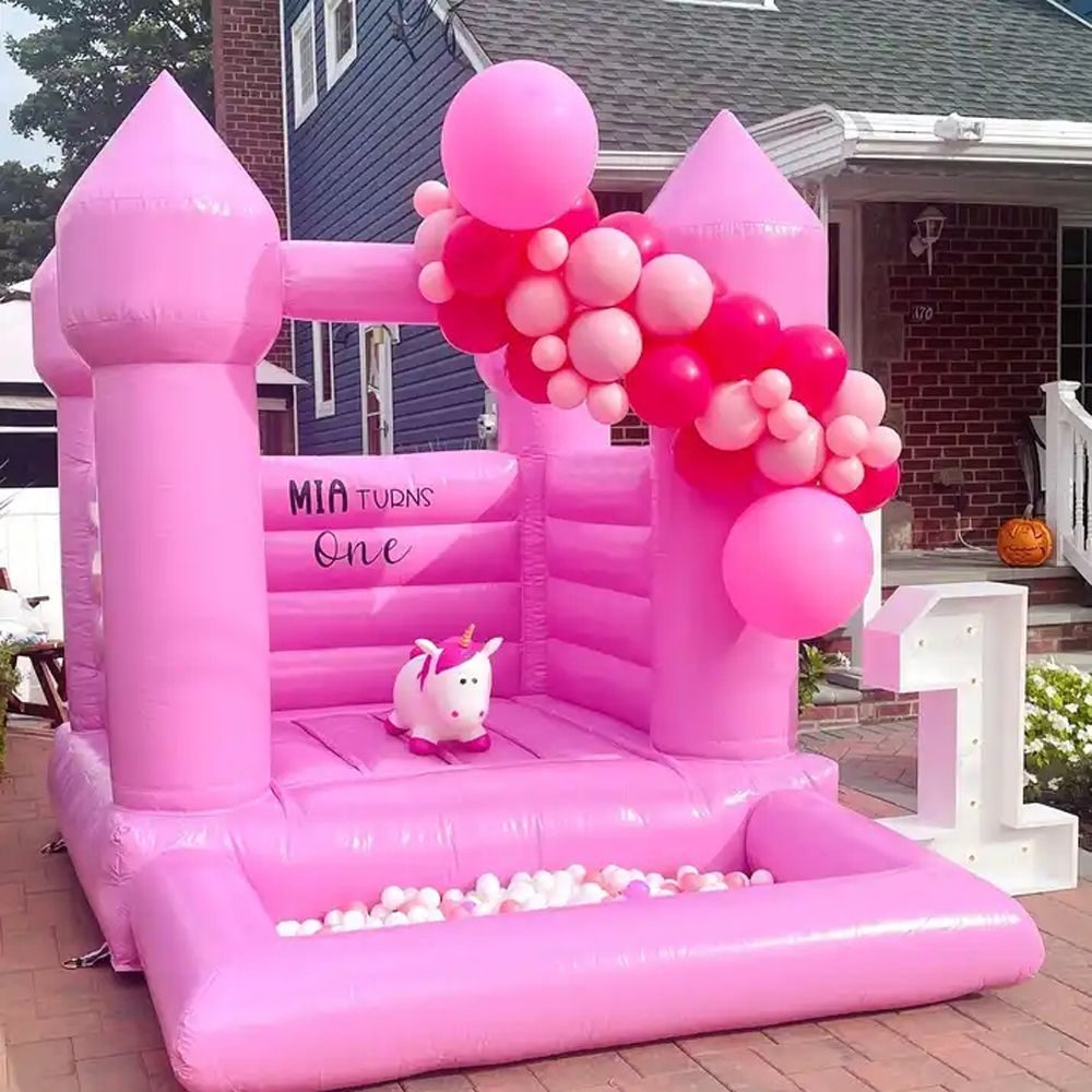 3mLx2.5mWx2.5mH (10x8.2x8.2ft) with blower Pastel kids inflatable white bounce house with ball pit baby bouncer moonwalks jumping bouncy castle soft p