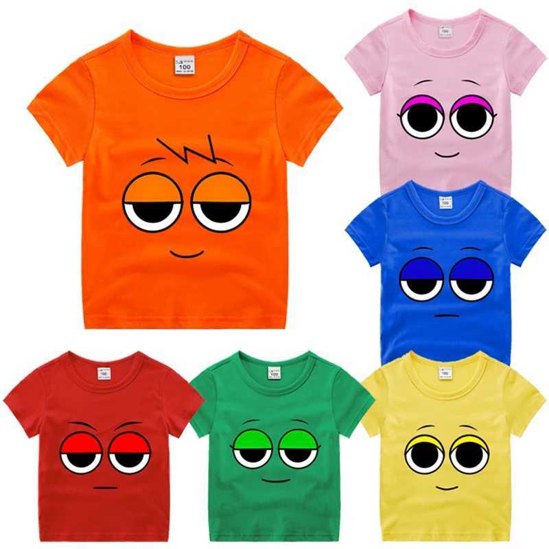 Sprunki Kids Cartoon Cotton T-shirt Summer Anime Printed Tops Children Casual Cute Tee Boy Girl Short Sleeve Clothing Gifts 2025T250306