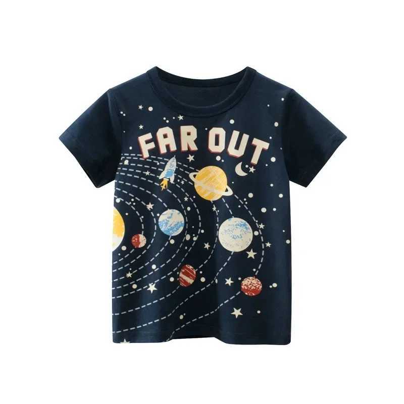 2025 New Toddler Kid Baby Boys Girls Clothes Summer Cotton T Shirt Short Sleeve Cartoon Space Children Top Infant OutfitT250306