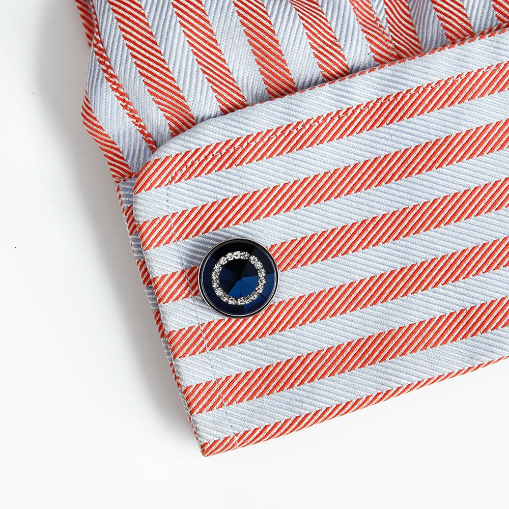 Cufflinks for Men TOMYE XK21S045 Crystal High Quality French Round Black Blue Formal Dress Shirt Wedding Cuff Links Gifts 250227