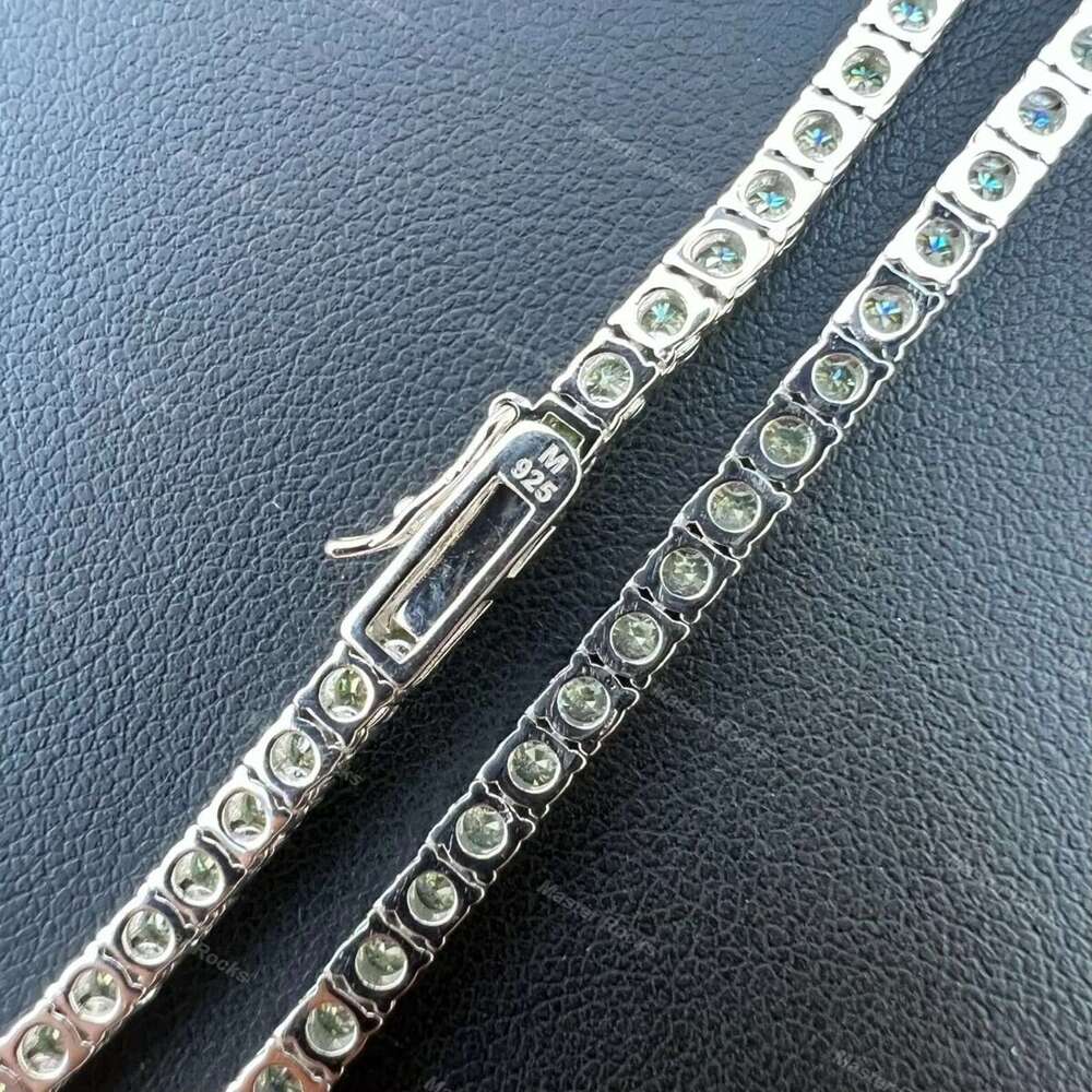 For Men Sterg Sier 5Mm Womens Blue Vvs Dia Colorful Moissanite Tennis Chain