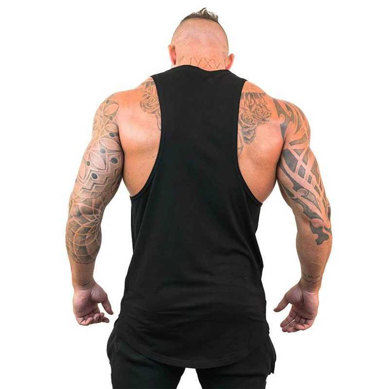 Mens tank tops shirt gym tank top fitness clothing vest sleeveless cotton man canotte bodybuilding ropa hombre man clothes wearT250318