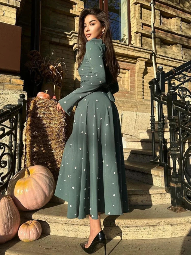 Eid Muslim Dress for Women Abaya Morocco Party Dresses Ramadan Lace-up Abayas Print Vestidos Largos Islam Dubai Arab Long 250305