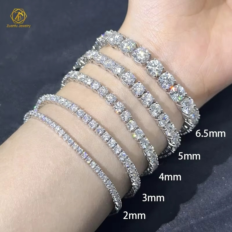 High Quality Ladies Jewelry 10K 14K Solid Gold 2mm 3mm 4mm 5mm D VS1 Round HPHT Lab Grown Diamond Tennis Bracelet for Gift