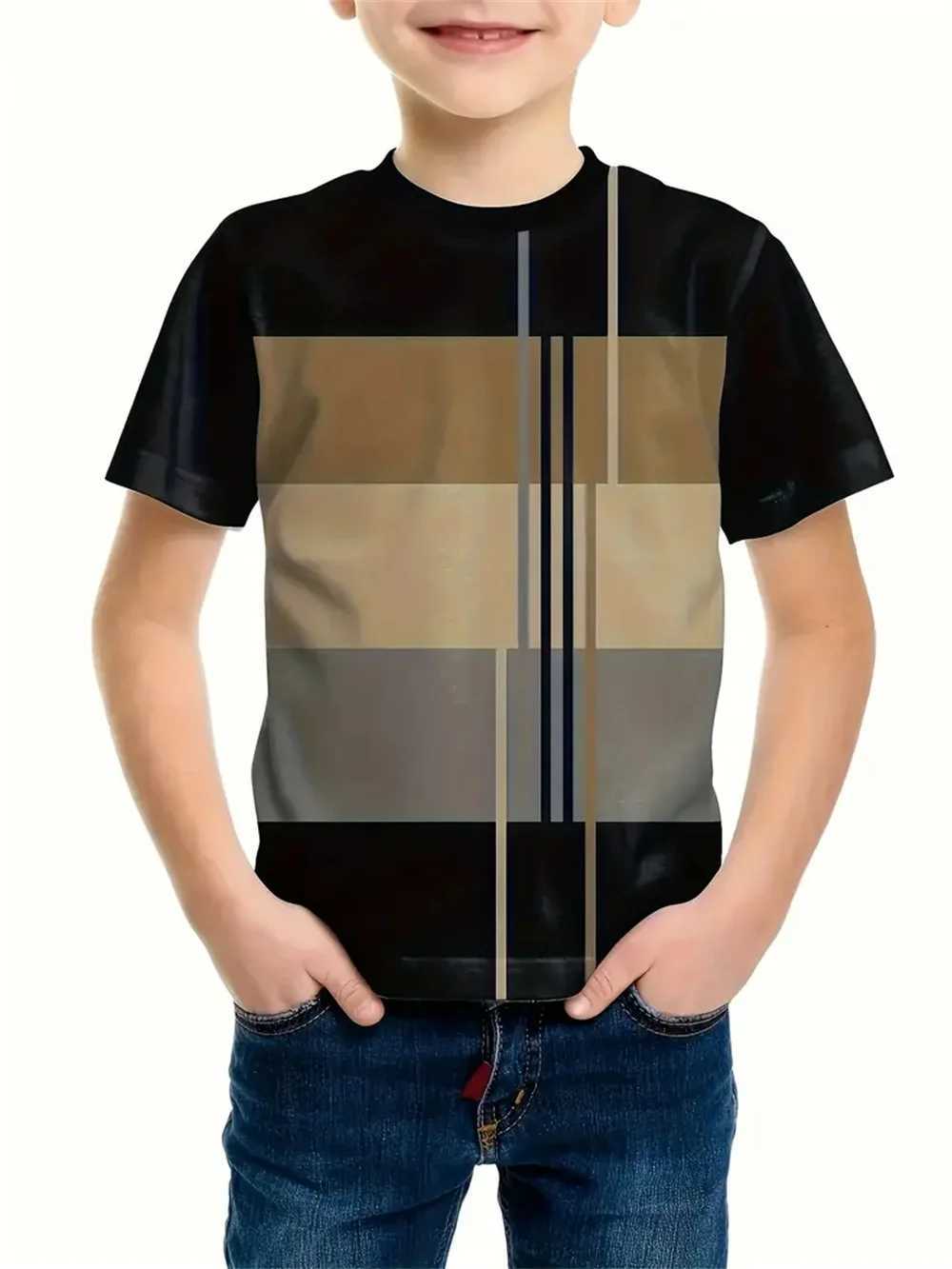 Striped Simplicity 3d Print Tee Shirt Kids Boys Clothes Short Sleeve Casual Childrens Clothing Fashion T Shirt For BoysT250306