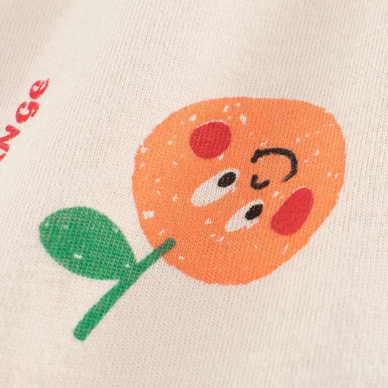 2-8T Toddler Kid Baby Girls Clothes Orange Print T Shirt Cute Sweet Cotton Tshirt Summer Basic Top Tee Children OutfitT250306