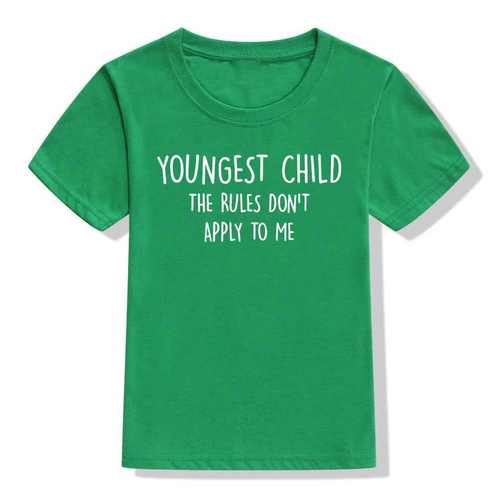 Youngest Child The Rules Dont Apply To Me Funny Kids Tshirt Toddler Boys Girls Short Sleeve T-shirt Casual Children T-shirtsT250306