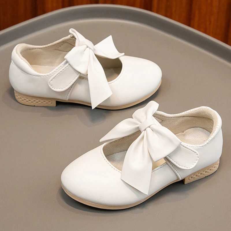 Girls Leather Shoes Butterfly Casual Princess Shoes Round Toe Single Shoes 2024 Spring Soft Sole Children Flats School SandalsT250306
