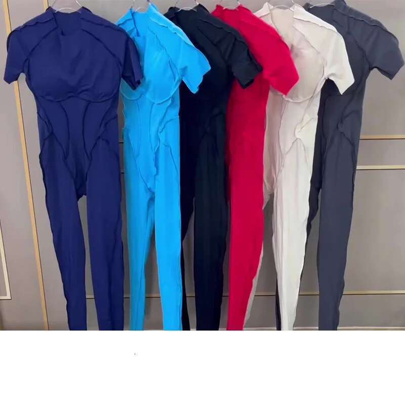 New Autumn/Winter Women's One-Piece Yoga Jumpsuit Leggings Long-Sleeved Short Sleeve Backless Slim Fit Sports Outfit KLMY