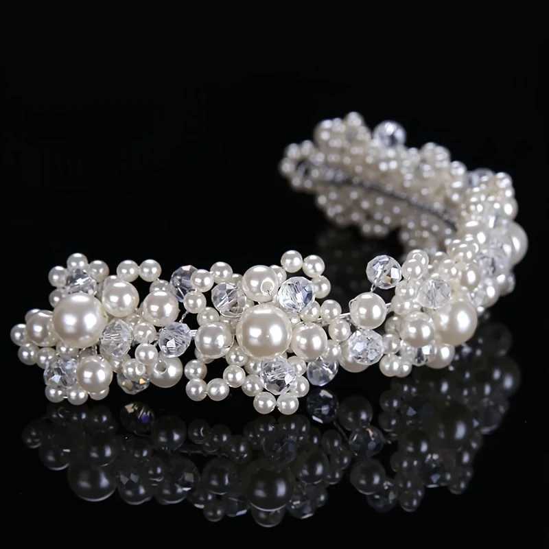 Pearl Crystal band Tiara Rhinestone Flower Bridal band For Wen Bridal Wedding Hair Accessories Jewelry Band band X250306
