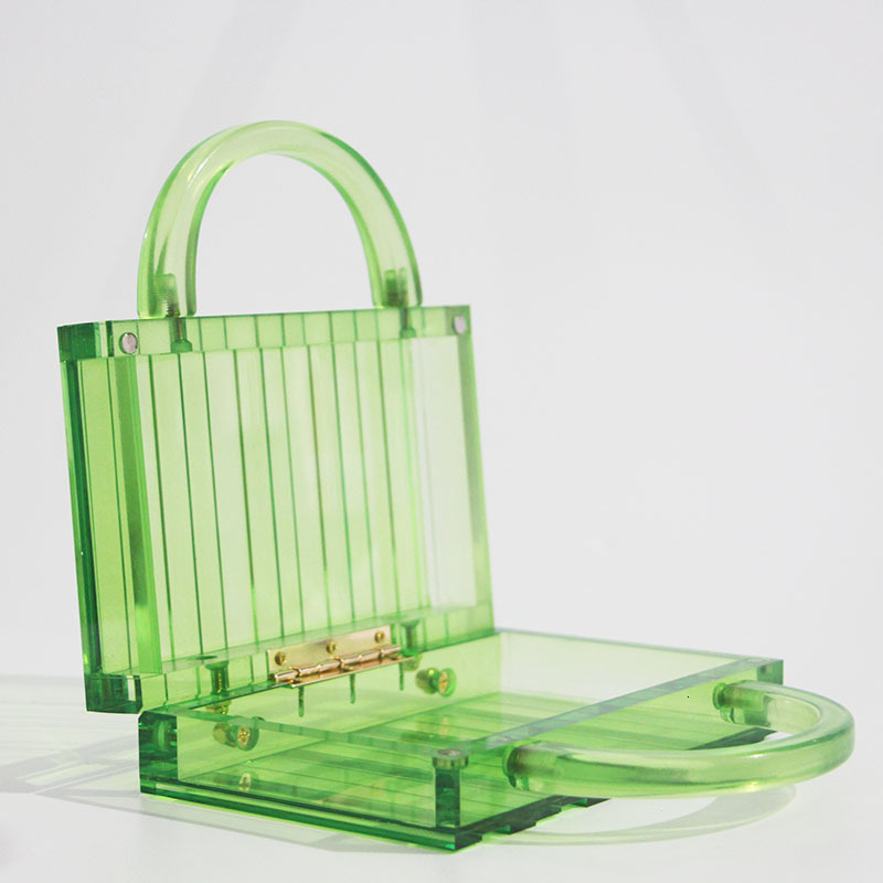 New Transparent Candy Color Fluorescent Green Fashionable Handheld Acrylic For Women Rhinestone Acrylic Clutch Clear Evening Bag For Weddings Parties