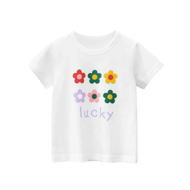 2-8T Toddler Kid Baby Girls Clothes Summer Cotton T Shirt Short Sleeve Infant Top Cartoon Flower Print Tee Childrens TshirtT250306