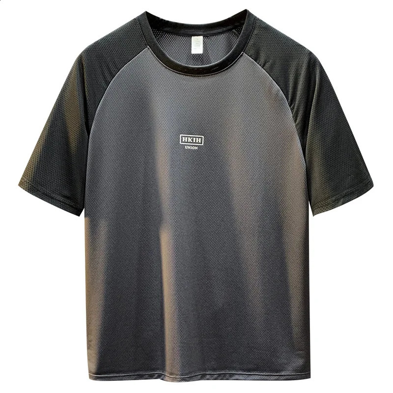 Ice Silk breathable ultra-thin soft short sleeve T-shirt MENS summer sports casual round neck loose fashion versatile top 250303