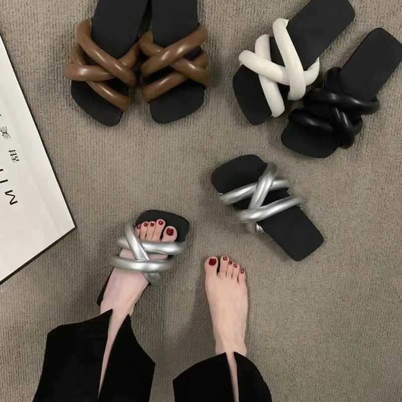 2023 Summer Wen Slippers Fi Open Toe Slip Sandals Flat Heel Outdoor Casual Beach Slides Shoes Flip Flops Wen Y250306