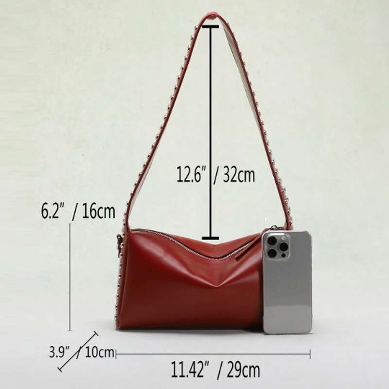 New Women's Punk Style Double-Sided Rivet Inlaid Armpit Fashion Shoulder Bag