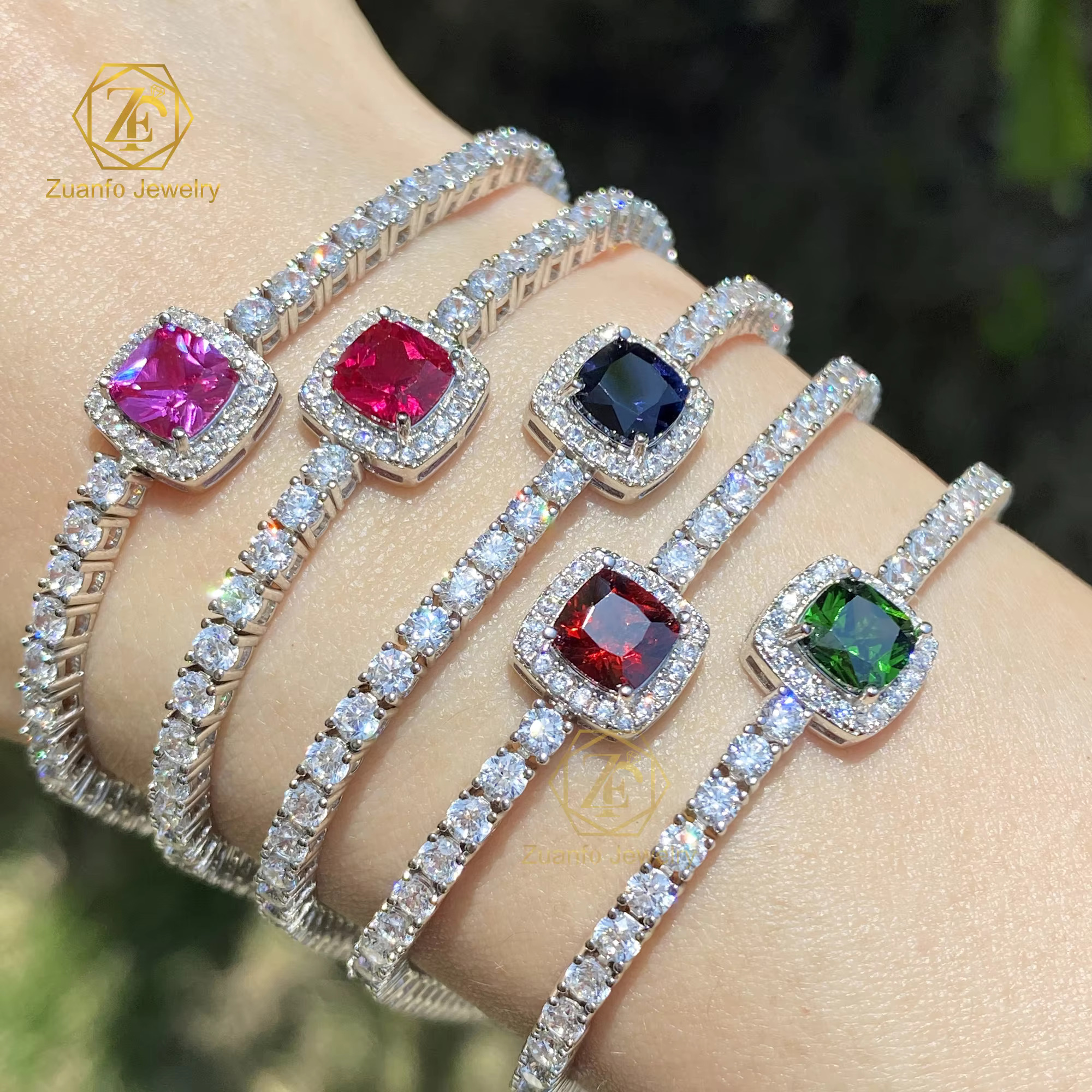 New Trend Colorful Diamond Bracelet Oval/Round/Heart/Cushion Fancy Shape VVS1 Clarity Moissanite 925 Silver Tennis Bracelet